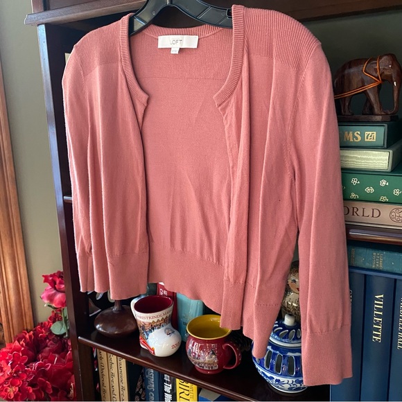 LOFT Cropped balletcore 3/4 Sleeve Cardigan XS - Picture 14 of 16